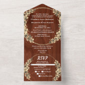 Invitation Tout En Un Mariage floral or rustique (À l'intérieur)