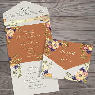 Invitation Tout En Un Mariage Floral Orange Ferme Champêtre