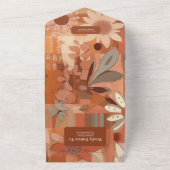 Invitation Tout En Un Mariage floral orange Super rétro (Dehors)