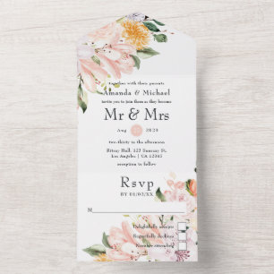 Invitation Tout En Un Mariage Floral Pastel
