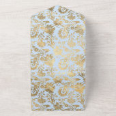 Invitation Tout En Un Mariage floral Pastel Bleu et Or (Dehors)