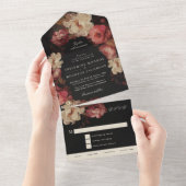 Invitation Tout En Un Mariage floral peint baroque (Déchirure)