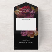 Invitation Tout En Un Mariage floral peint moderne foncé et moody (Dehors)