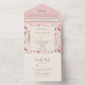 Invitation Tout En Un Mariage floral rose (À l'intérieur)