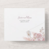 Invitation Tout En Un Mariage Floral Rose Dusty Tout en une seule invita (Verso)