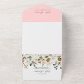 Invitation Tout En Un Mariage floral rose et blanc Magnolia (Dehors)