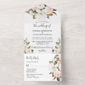 Invitation Tout En Un Mariage floral rose et blanc Magnolia (À l'intérieur)