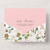 Invitation Tout En Un Mariage floral rose et blanc Magnolia (Verso)