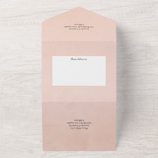 Invitation Tout En Un Mariage floral rose et or (Dehors)