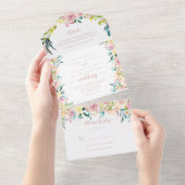 Invitation Tout En Un Mariage Floral rose Gold Spring (Déchirure)