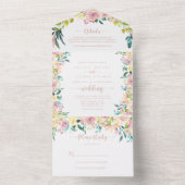 Invitation Tout En Un Mariage Floral rose Gold Spring (À l'intérieur)