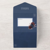 Invitation Tout En Un Mariage floral Rose, marron et marine (Dehors)