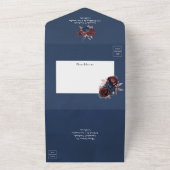 Invitation Tout En Un Mariage floral Rose, marron et marine (Dehors)