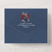 Invitation Tout En Un Mariage floral Rose, marron et marine (Verso)