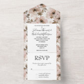 Invitation Tout En Un Mariage floral rose occidental (À l'intérieur)