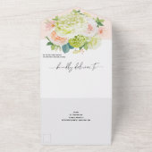 Invitation Tout En Un Mariage floral rose pâle (Dehors)