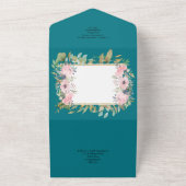 Invitation Tout En Un MARIAGE floral rose pâle (Dehors)