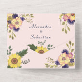 Invitation Tout En Un Mariage floral rose pâle (Verso)