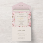 Invitation Tout En Un Mariage floral rose pâle romantique (À l'intérieur)