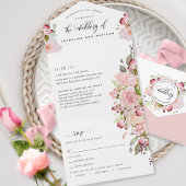 Invitation Tout En Un Mariage floral rose, roux, bourgogne Éteins RSVP