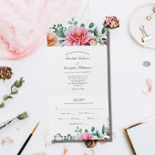 Invitation Tout En Un Mariage Floral rose Tout en un