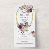 Invitation Tout En Un Mariage Floral rose violet orange or (À l'intérieur)