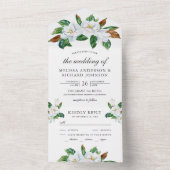Invitation Tout En Un Mariage floral rustique blanc Magnolia (À l'intérieur)