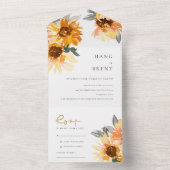 Invitation Tout En Un Mariage floral rustique chic tournesol (À l'intérieur)