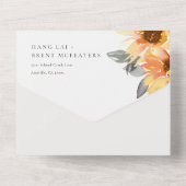 Invitation Tout En Un Mariage floral rustique chic tournesol (Verso)