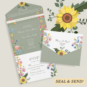 Invitation Tout En Un Mariage Floral Rustique Coloré
