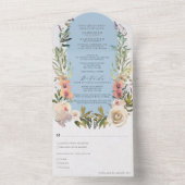 Invitation Tout En Un Mariage floral rustique en poudre (À l'intérieur)