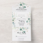 Invitation Tout En Un Mariage Floral Rustique Eucalyptus Gold (À l'intérieur)
