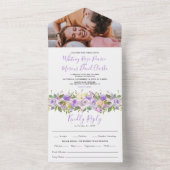Invitation Tout En Un Mariage Floral Rustique Violet (À l'intérieur)