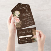 Invitation Tout En Un Mariage Floral Terme Protea rustique en bois de gr (Déchirure)