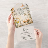 Invitation Tout En Un Mariage Floral Terracotta (Déchirure)