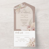 Invitation Tout En Un Mariage Floral Tropical Bohème Tout en un Invita (À l'intérieur)