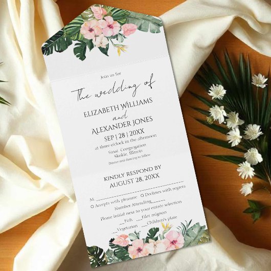 Invitation Tout En Un Mariage Floral Tropical Tout en un