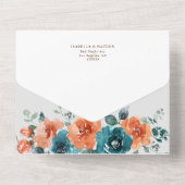 Invitation Tout En Un Mariage Floral Turquoise Brûlé Tout en un RSVP (Verso)