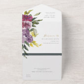 INVITATION TOUT EN UN MARIAGE FLORAL VERT CITRON ROSE POURPRE BOURGOGNE (Dehors)