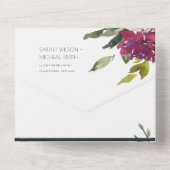 INVITATION TOUT EN UN MARIAGE FLORAL VERT CITRON ROSE POURPRE BOURGOGNE (Verso)