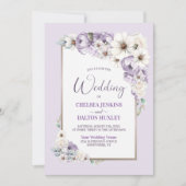 Invitation Tout En Un Mariage Floral Violet (Devant)