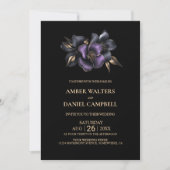 Invitation Tout en un Mariage floral violet et gris (Devant)