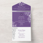 Invitation Tout En Un Mariage floral violet romantique (À l'intérieur)