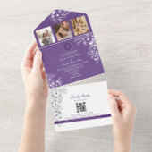 Invitation Tout En Un Mariage floral violet romantique (Déchirure)