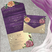 Invitation Tout En Un Mariage floral violet rustique