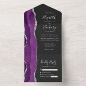 Invitation Tout En Un Mariage foncé moderne violet argenté (À l'intérieur)