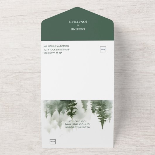Invitation Tout En Un Mariage forestier Mistic (Dehors)