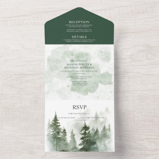 Invitation Tout En Un Mariage forestier Mistic (À l'intérieur)