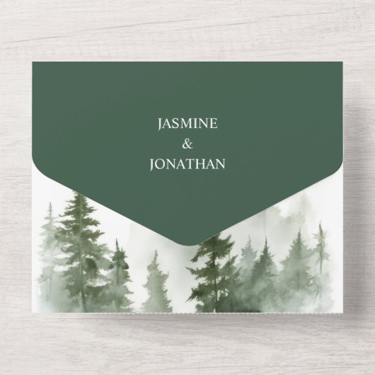 Invitation Tout En Un Mariage forestier Mistic (Verso)