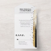 Invitation Tout En Un Mariage frontalier moderne Black Gold Paint (À l'intérieur)